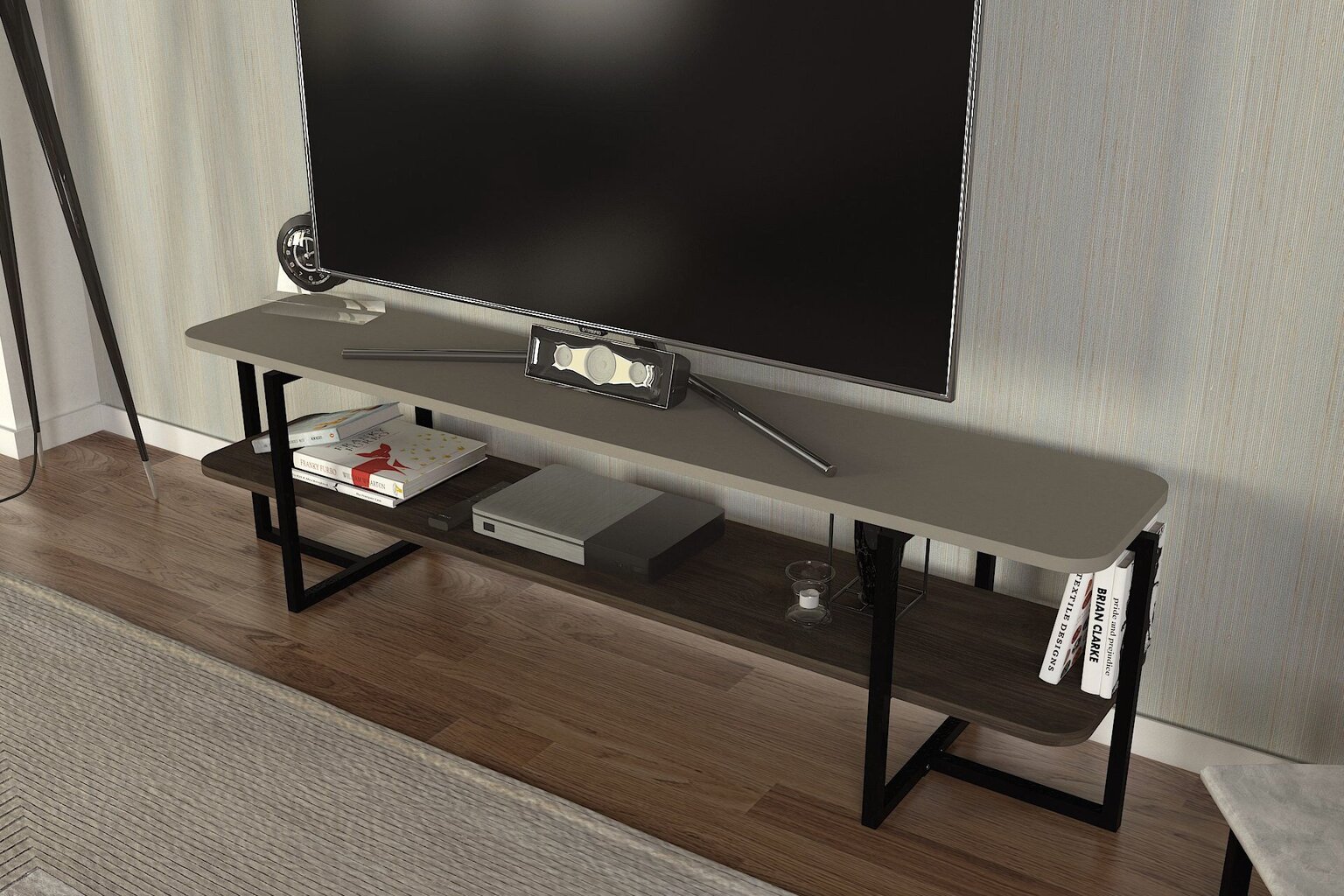 TV alus Asir, 150x41,8x29,6 cm, pruun/hall hind ja info | TV alused | kaup24.ee