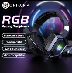 Mängukõrvaklapid RGB-valgustusega Onikuma K8" hind ja info | Kõrvaklapid | kaup24.ee