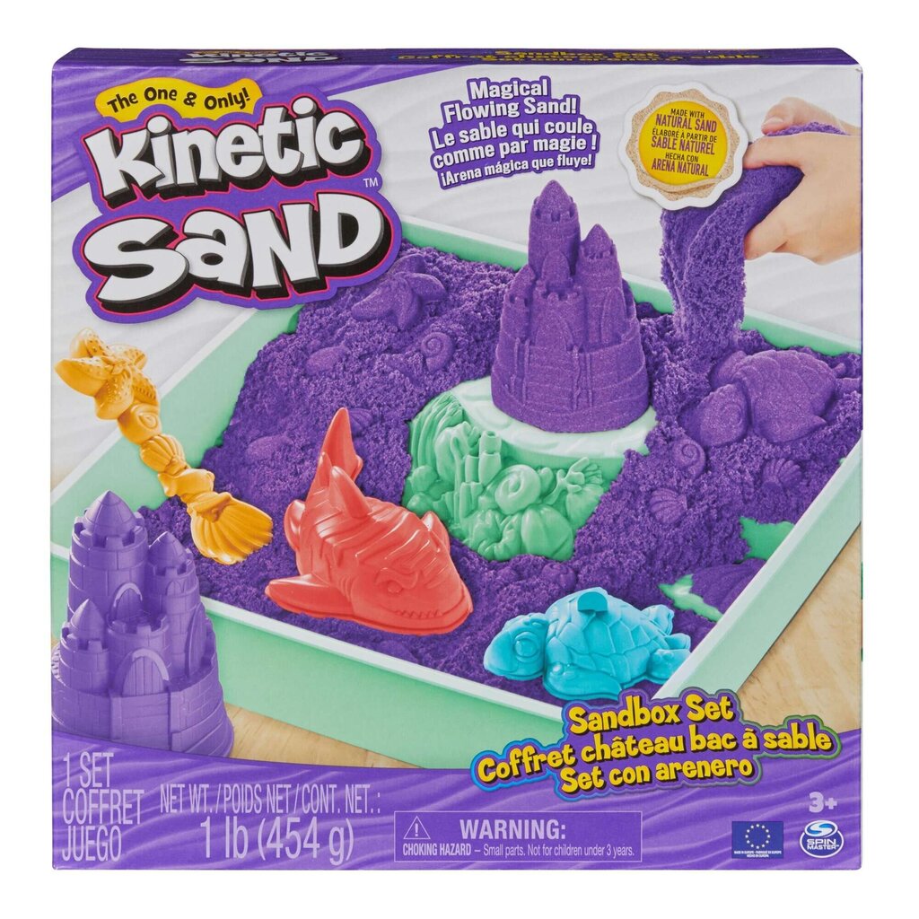 Kinetic Sand plastikust kineetiline liivalinnak lilla liivaga, vormid, ümbris ja tarvikud hind ja info | Kunstitarbed, voolimise tarvikud | kaup24.ee