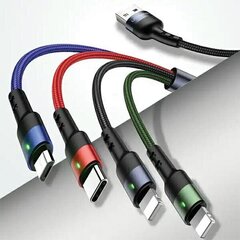 USAMS Kabel pleciony U26 4w1 1.2m 2A Fast Charge (2xlightning|microUSB|USB-C) SJ317USB01 (US-SJ317) цена и информация | Кабели и провода | kaup24.ee
