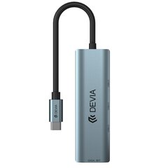 Devia adapter HUB USB-C 3.1 to 4x USB 3.0 deep gray цена и информация | Кабели и провода | kaup24.ee
