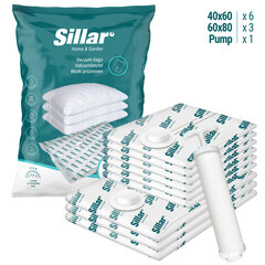 Набор вакуумных пакетов Sillar разных размеров 9 штук + насос цена и информация | Вешалки и мешки для одежды | kaup24.ee