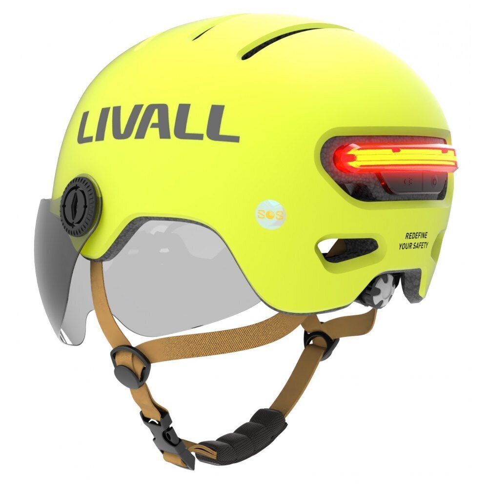 Kiiver Smart Livall L23, SOS kukkumisanduriga ja LED, kollane hind ja info | Kiivrid | kaup24.ee