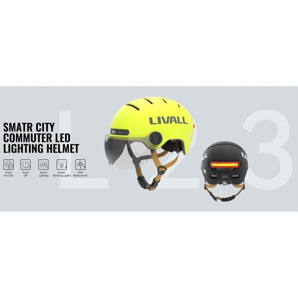 Kiiver Smart Livall L23, SOS kukkumisanduriga ja LED, kollane hind ja info | Kiivrid | kaup24.ee