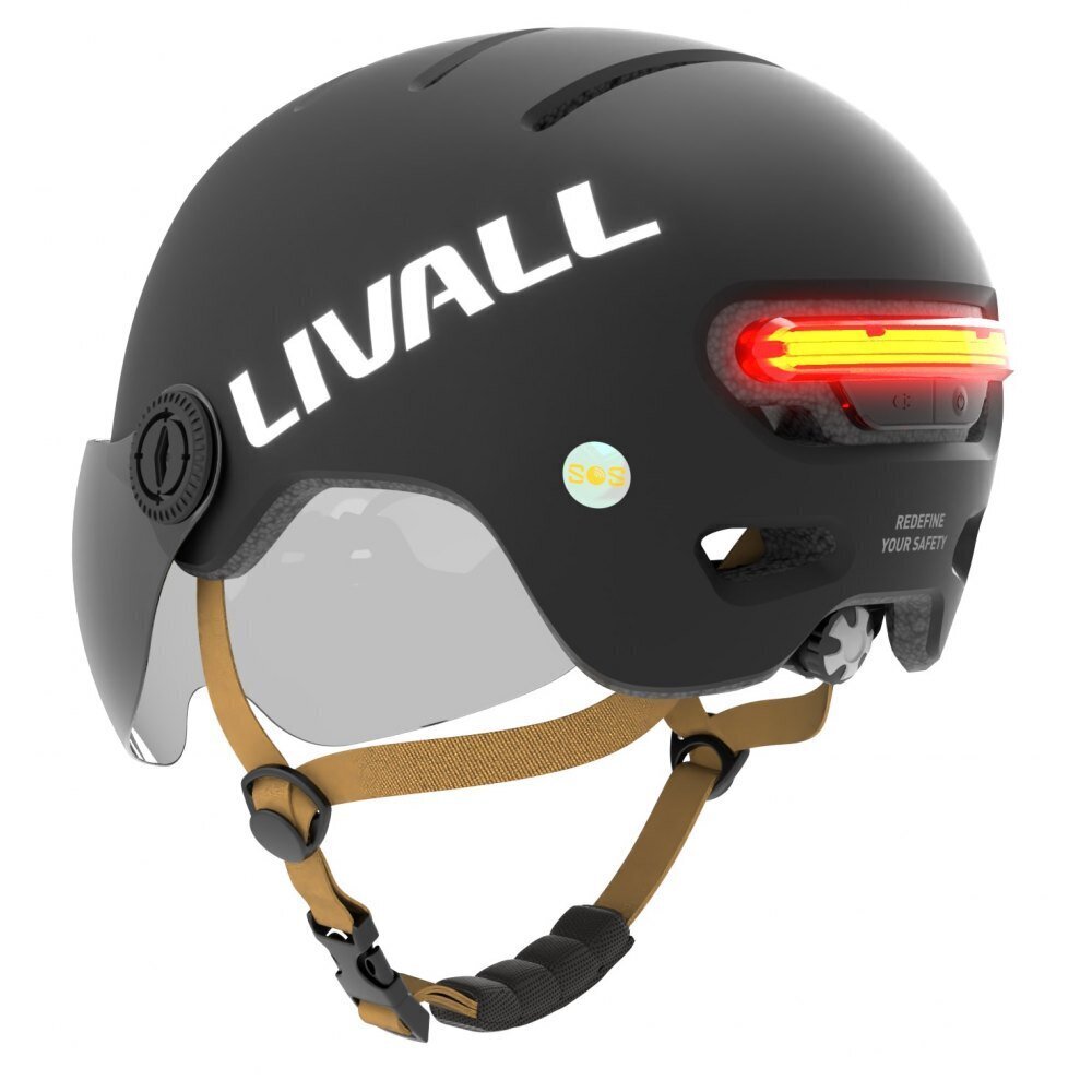 Kiiver Smart Livall L23, L, SOS kukkumisanduri ja LED-iga, must цена и информация | Kiivrid | kaup24.ee