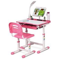 Письменный стол с регулируемой высотой и лампой Costway, розовый цена и информация | Детские письменные столы | kaup24.ee