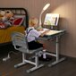 Laste ergonoomiline reguleeritava kõrgusega lauakomplekt koos lambiga, Costway, hall цена и информация | Arvutilauad, kirjutuslauad | kaup24.ee