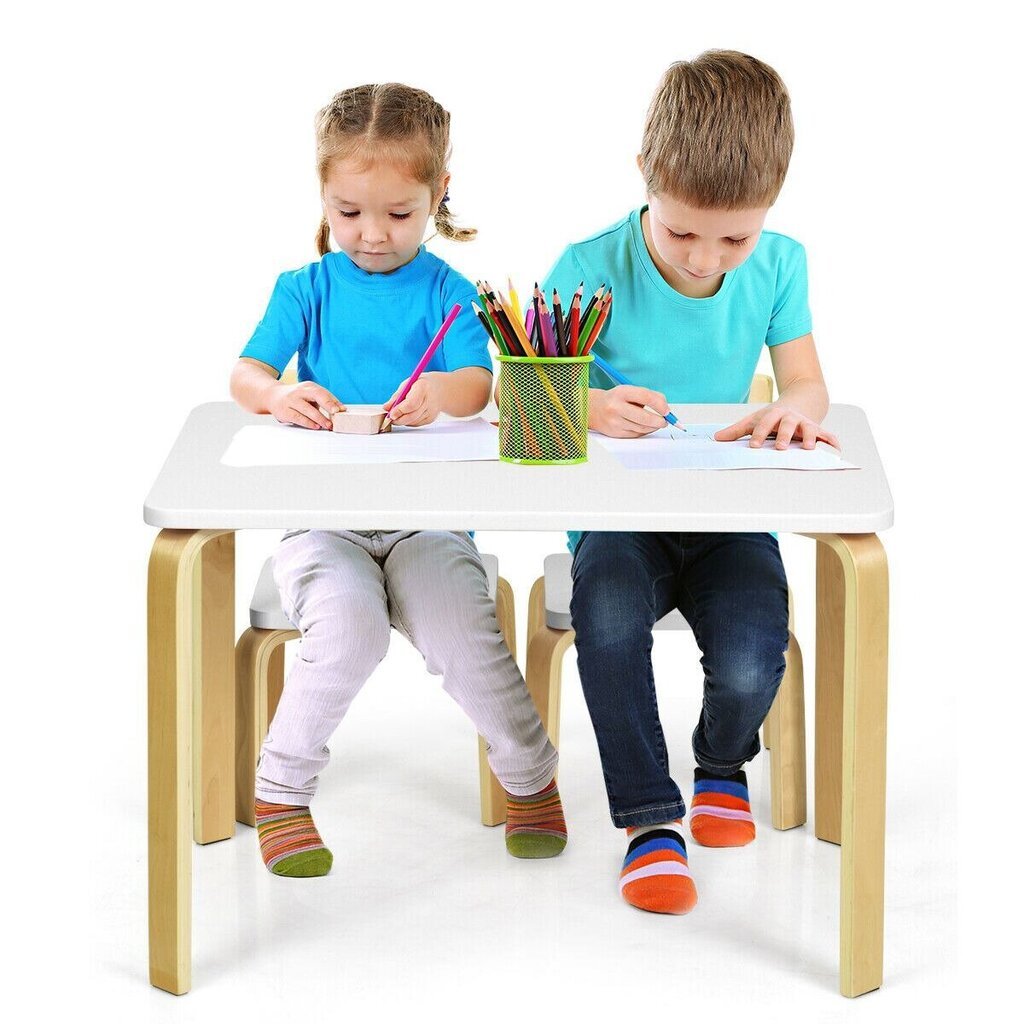 Lastelaua ja 2 tooli komplekt Costway, valge hind ja info | Laste lauad ja toolid | kaup24.ee