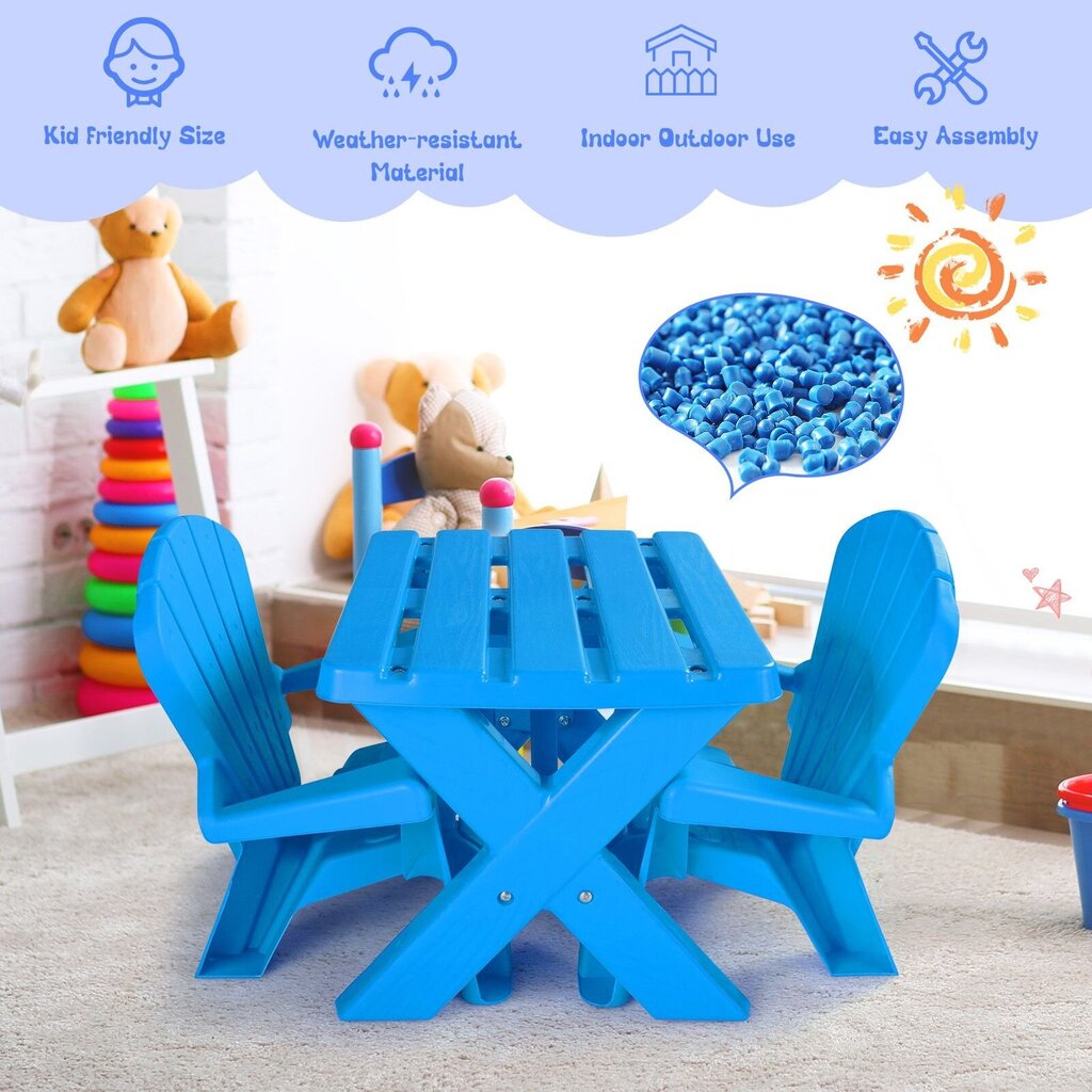 Lastelaud koos 2 tooliga Costway, sinine hind ja info | Laste lauad ja toolid | kaup24.ee