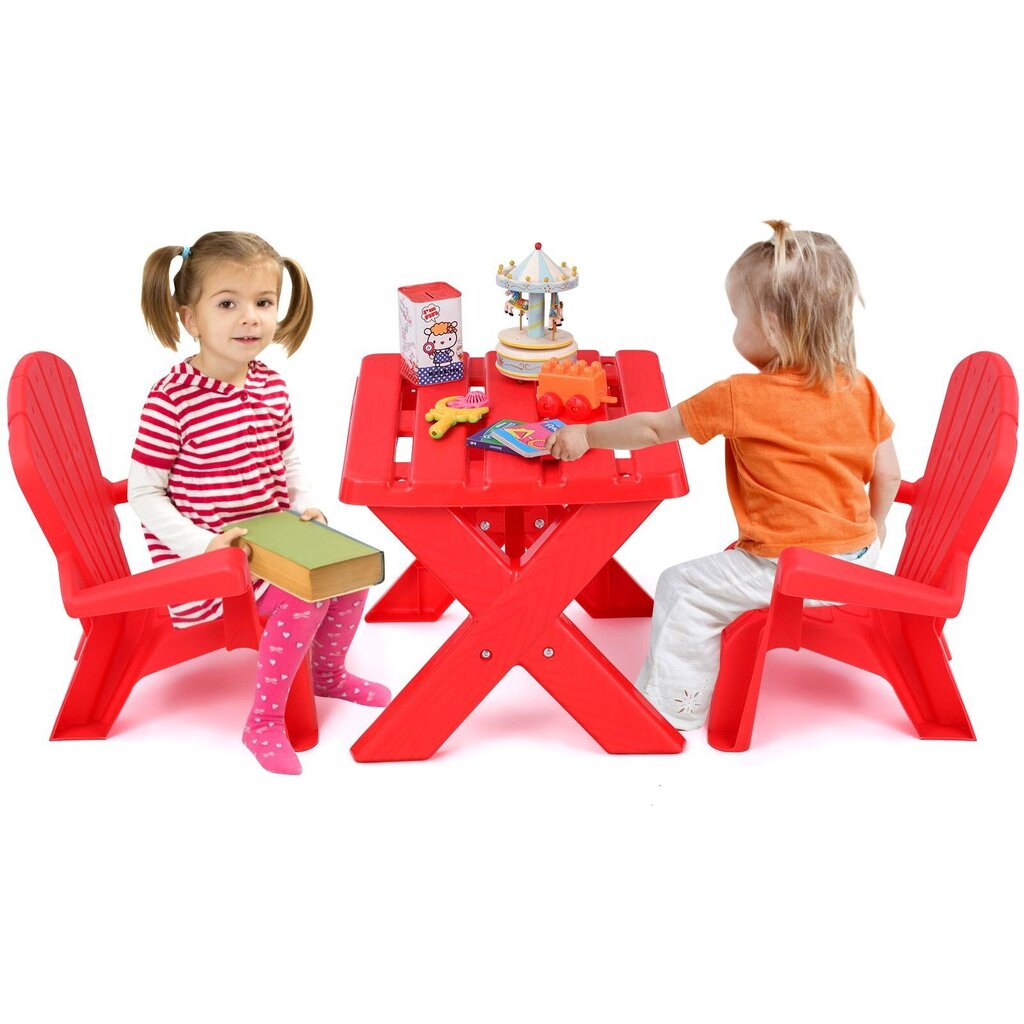Lastelaud 2 tooliga Costway, punane hind ja info | Laste lauad ja toolid | kaup24.ee