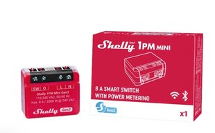 Умное Wi-Fi Bluetooth реле Shelly 1PM Mini Gen3 цена и информация | Системы безопасности, контроллеры | kaup24.ee