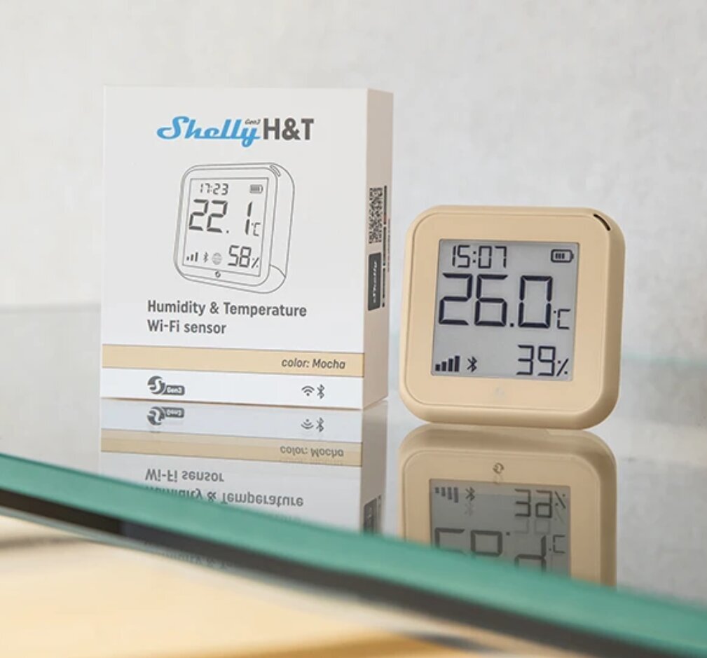 Niiskuse- ja temperatuuriandur Shelly Plus H&T WiFi Gen3 Mocha hind ja info | Andurid, sensorid | kaup24.ee