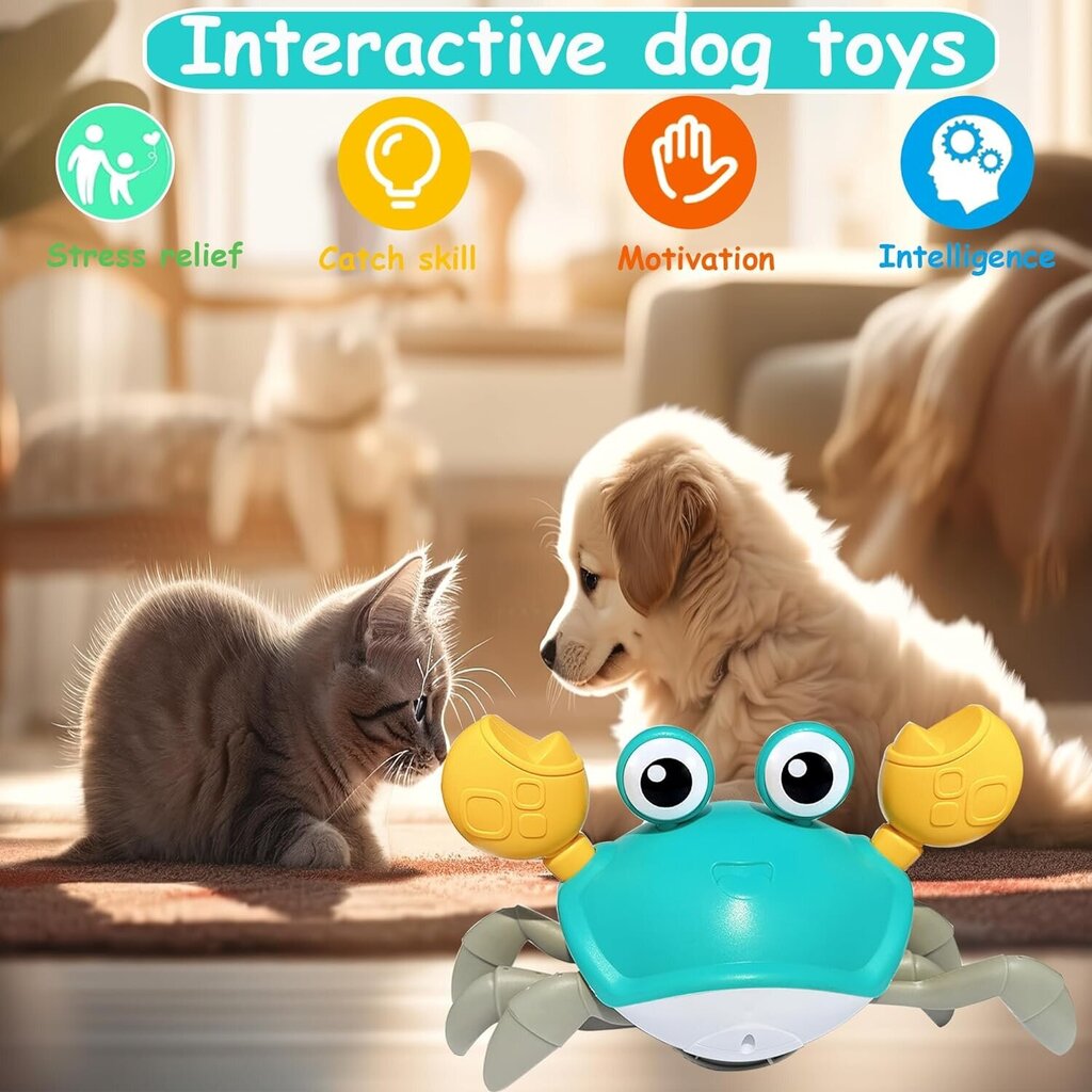 Interaktiivne kassi/koera mänguasi Crab цена и информация | Mänguasjad koertele | kaup24.ee