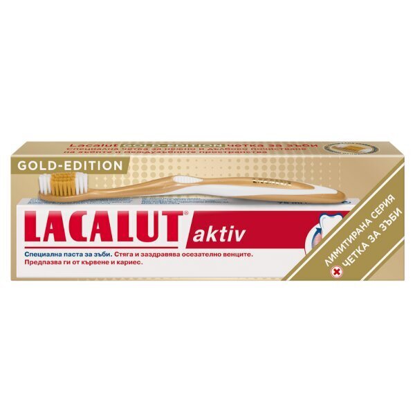 Hambapasta LACALUT Gold Edition Aktiv 75ml + hambahari цена и информация | Suuhügieen | kaup24.ee