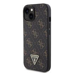 Guess PU Leather 4G Triangle Metal Logo Case for iPhone 15 Black цена и информация | Чехлы для телефонов | kaup24.ee