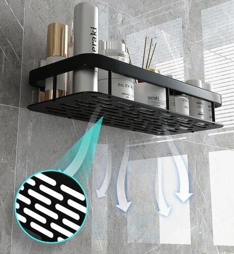 Rippuv vannitoa riiul, 2 tk SD87, must hind ja info | Vannitoa sisustuselemendid ja aksessuaarid | kaup24.ee