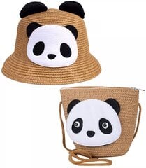 Pandaga kaunistatud kotiga naiste müts, liivane цена и информация | Аксессуары для детей  | kaup24.ee