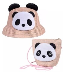 Комплект плетеная шапка с ушками панды + сумочка. цена и информация | Аксессуары для детей | kaup24.ee