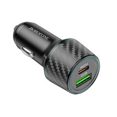 Borofone Car charger BZ21 Brilliant - USB + Type C - QC 3.0 PD 48W black цена и информация | Зарядные устройства для телефонов | kaup24.ee