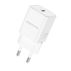 Borofone Wall charger BN13 Safety - Type C - PD 30W with Type C to Lightning cable white цена и информация | Зарядные устройства для телефонов | kaup24.ee