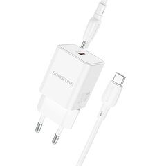 Borofone Wall charger BN13 Safety - Type C - PD 30W with Type C to Type C cable white цена и информация | Зарядные устройства для телефонов | kaup24.ee