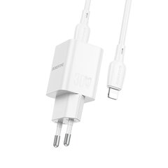 Borofone Wall charger BN14 Royal - USB + Type C - QC 3.0 PD 30W with Type C to Lightning cable white цена и информация | Зарядные устройства для телефонов | kaup24.ee