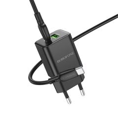 Borofone Wall charger BN14 Royal - USB + Type C - QC 3.0 PD 30W with Type C to Lightning cable white цена и информация | Зарядные устройства для телефонов | kaup24.ee