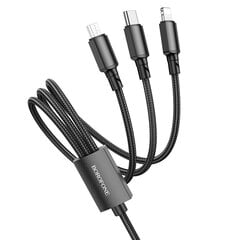 Borofone Cable BX72 3 in 1 - USB to Type C, Micro USB, Lightning - 2A 1 metre black цена и информация | Кабели для телефонов | kaup24.ee