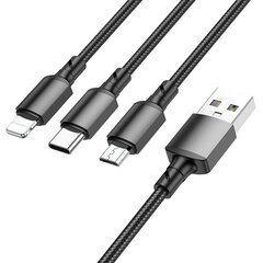 Borofone Cable BX72 3 in 1 - USB to Type C, Micro USB, Lightning - 2A 1 metre black цена и информация | Borofone 43757-uniw | kaup24.ee