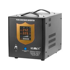 инвертор kemot ups prosinus-2000/24 24v 230v 2000va/1400w чистая синусоида с функцией зарядки - черный цена и информация | Источники бесперебойного питания (UPS) | kaup24.ee