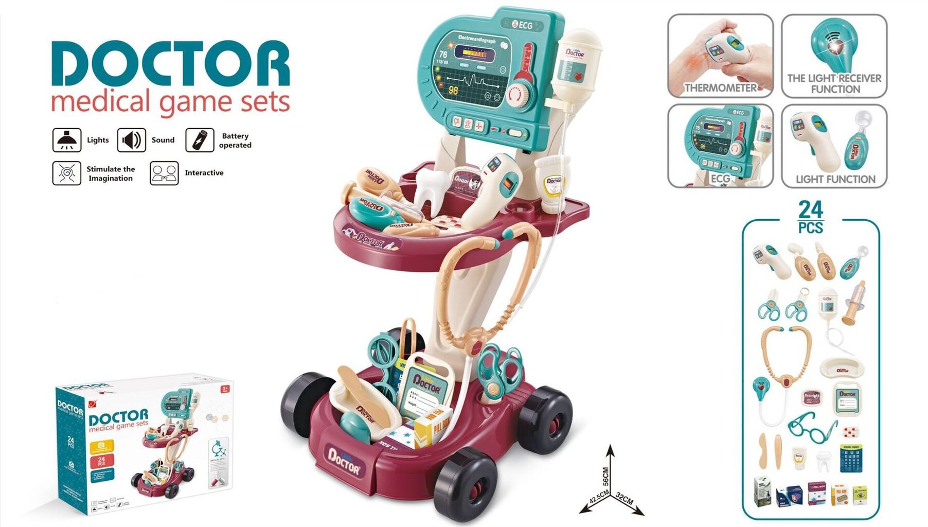 Lastearsti komplekt käruga Little Doctor hind ja info | Tüdrukute mänguasjad | kaup24.ee
