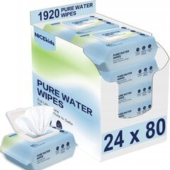 детские салфетки - nicekids purewater, 24x80 шт. цена и информация | Косметика для мам и детей | kaup24.ee