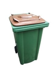 Prügikonteiner mikrobioloogilise filtriga, roheline pruuni kaanega, 240L hind ja info | Kompostrid, prügikonteinerid | kaup24.ee