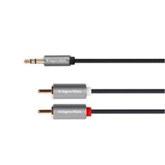 jack 3.5 stereo plug - 2rca 1m kruger&matz basic cable цена и информация | Кабели и провода | kaup24.ee