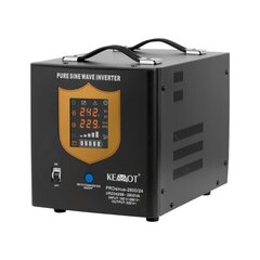 инвертор kemot ups prosinus-2600/24 24v 230v 2600va/1800w чистая синусоида с функцией зарядки - черный цена и информация | Источники бесперебойного питания (UPS) | kaup24.ee