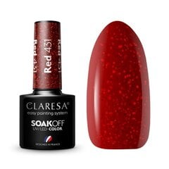 Стойкий гибридный гель лак для ногтей CLARESA RED 431, 5 г цена и информация | Лаки для ногтей, укрепители для ногтей | kaup24.ee