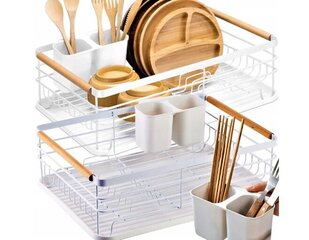 Сушилка для посуды с поддоном и сливом, белая цена и информация | Столовые и кухонные приборы | kaup24.ee