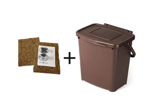 Mikrobioloogilise filtriga ämber (+2 lisafiltrit) toidujäätmete jaoks, 7 l Pro, pruun цена и информация | Мусорные баки | kaup24.ee