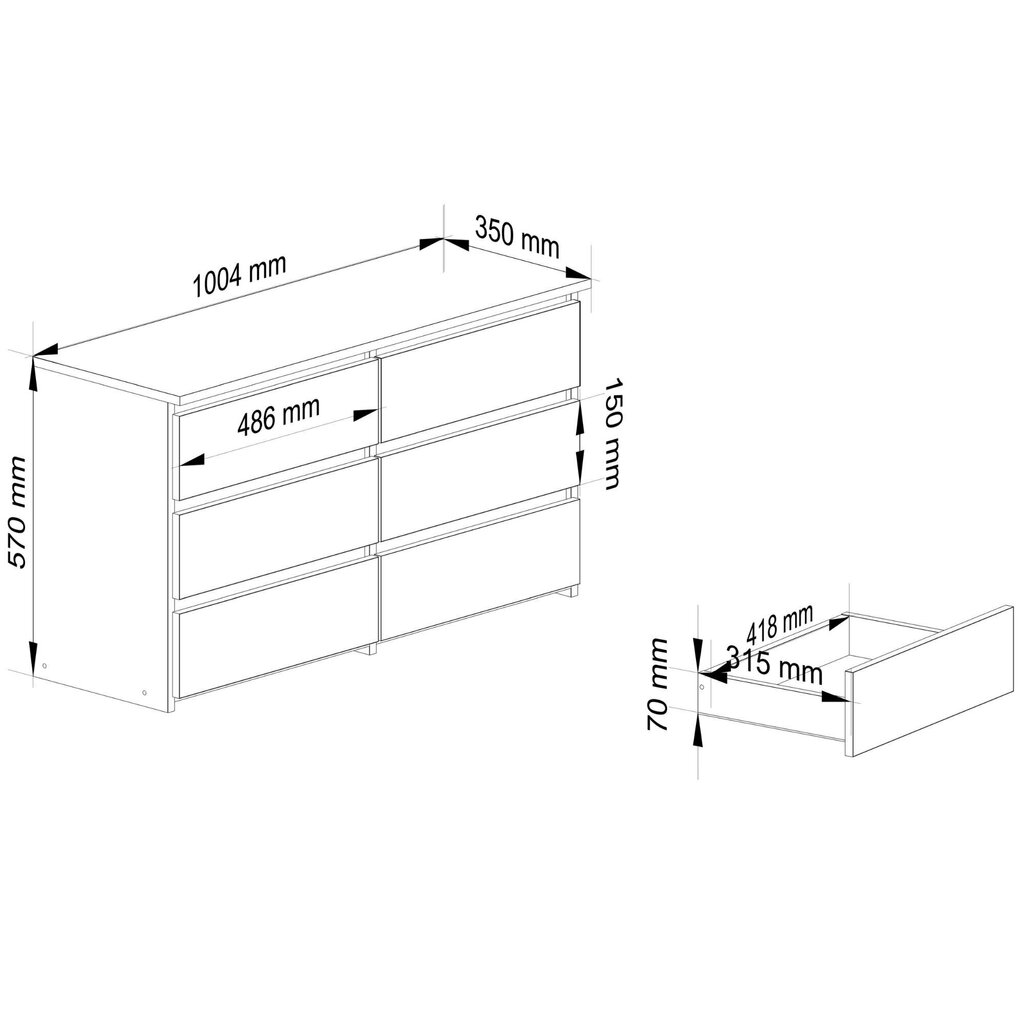 Akord CL100, hall/valge, sahtli kapp hind ja info | Kummutid | kaup24.ee