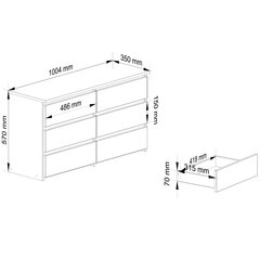 Akord CL100 6SZ kummut, pall цена и информация | Комоды | kaup24.ee