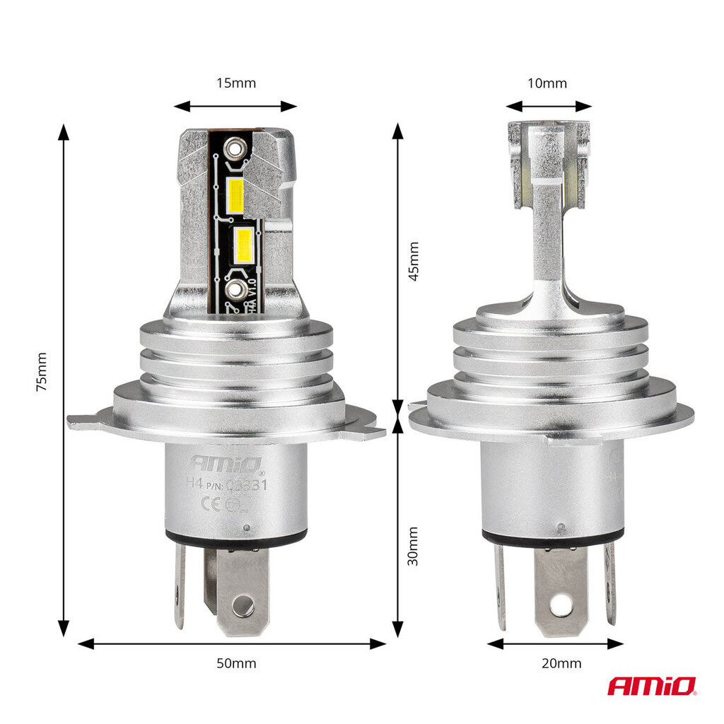 Led esitule pirnid H4 H-mini AMiO 03331 hind ja info | Lisaseadmed | kaup24.ee