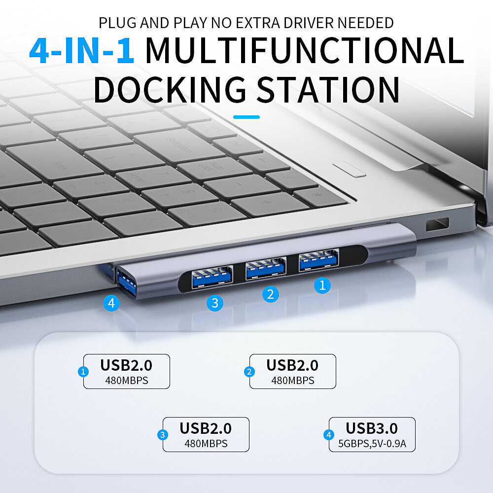 USB multifunktsionaalne HUB-jaam, neli ühes hind ja info | USB jagajad, adapterid | kaup24.ee