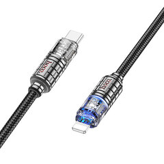 Hoco U122 USB-C to Lightning LED indikaator läbipaistev 27W 1,2m цена и информация | Кабели для телефонов | kaup24.ee