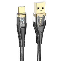 Hoco U121 USB-A to USB-C LED indikaator läbipaistev 12W 1,2m hind ja info | Mobiiltelefonide kaablid | kaup24.ee