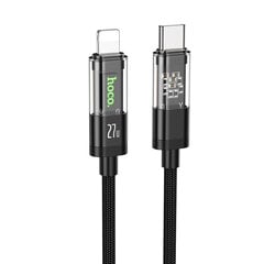 Hoco U116 USB-C to Lightning LED logo läbipaistev 27W 1,2m hind ja info | Mobiiltelefonide kaablid | kaup24.ee