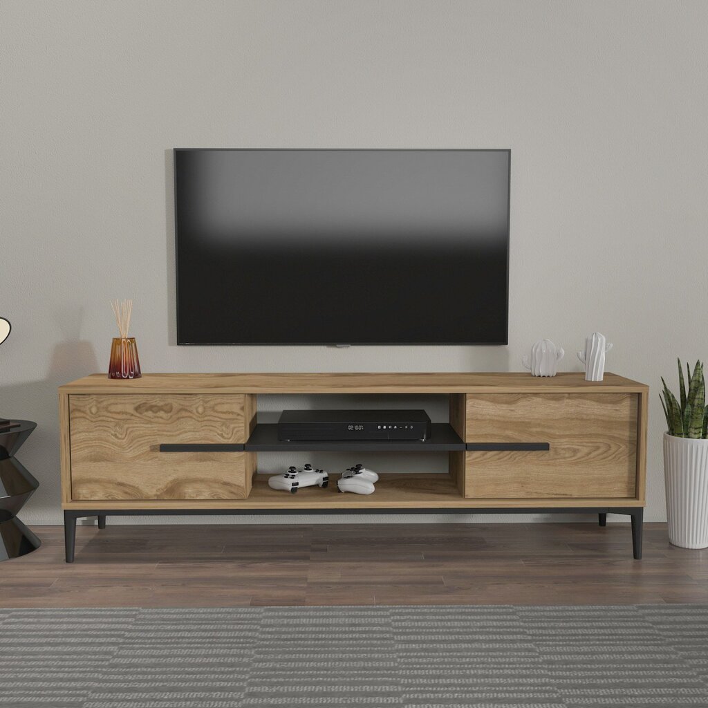 TV alus Asir, 120x43,6x29,6 cm, must/pruun цена и информация | TV alused | kaup24.ee