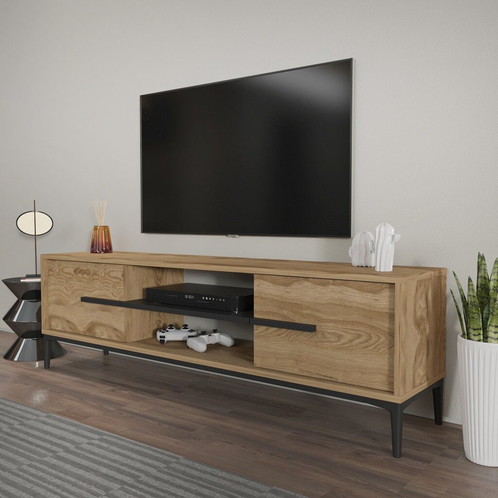 TV alus Asir, 120x43,6x29,6 cm, must/pruun цена и информация | TV alused | kaup24.ee