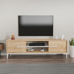 TV alus Asir, 120x43,6x29,6 cm, valge/pruun цена и информация | Тумбы под телевизор | kaup24.ee