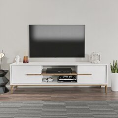 TV alus Asir, 120x43,6x29,6 cm, valge/tume pruun цена и информация | Тумбы под телевизор | kaup24.ee