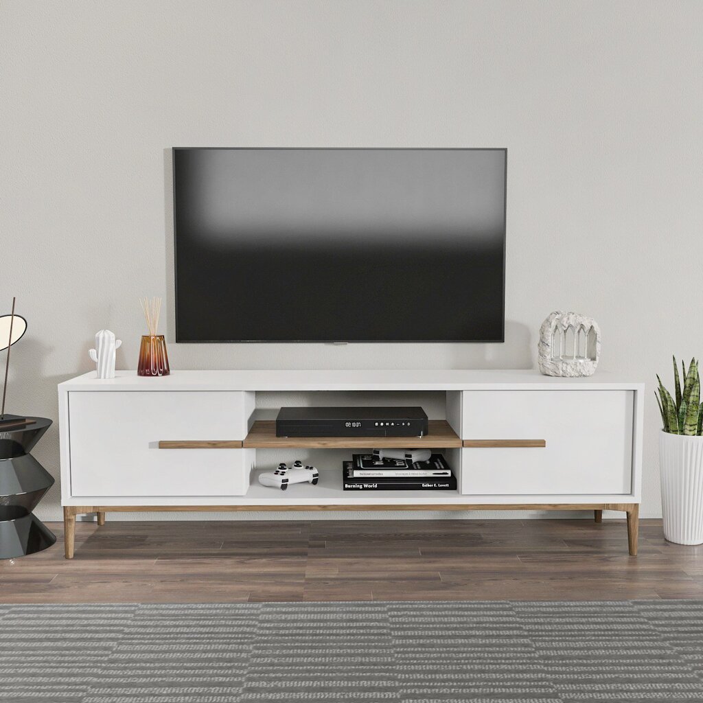 TV alus Asir, 120x43,6x29,6 cm, valge/tume pruun hind ja info | TV alused | kaup24.ee